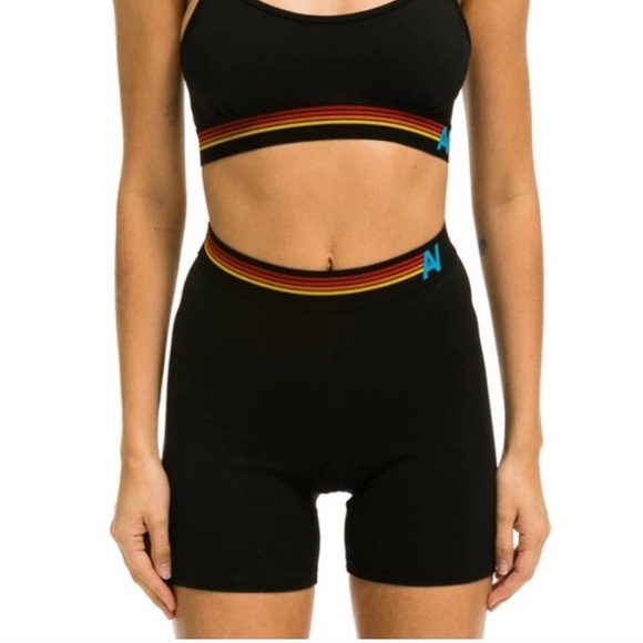 Aviator Nation Logo 4 inch Hi- Rise Biker Shorts Black - Picture 1 of 8